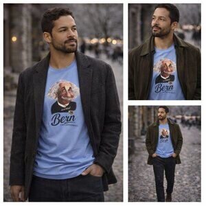 Albert Einstein “Bern, Switzerland” Graphic T-Shirt | Splash Arts | Blue | XL